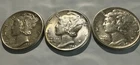 (3) 2-1943 1-45 All D Mercury dimes AU + Nice Bands If Not Full On Center One.