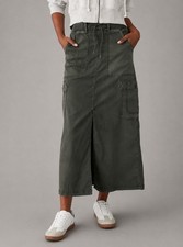 American Eagle Womens Size 2 Dreamy Drape Gray/green Maxi Cargo Skirt New