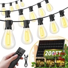 Solar String Lights Outdoor Waterproof 72 2 LED Bulbs, Solar Powered with 200FT