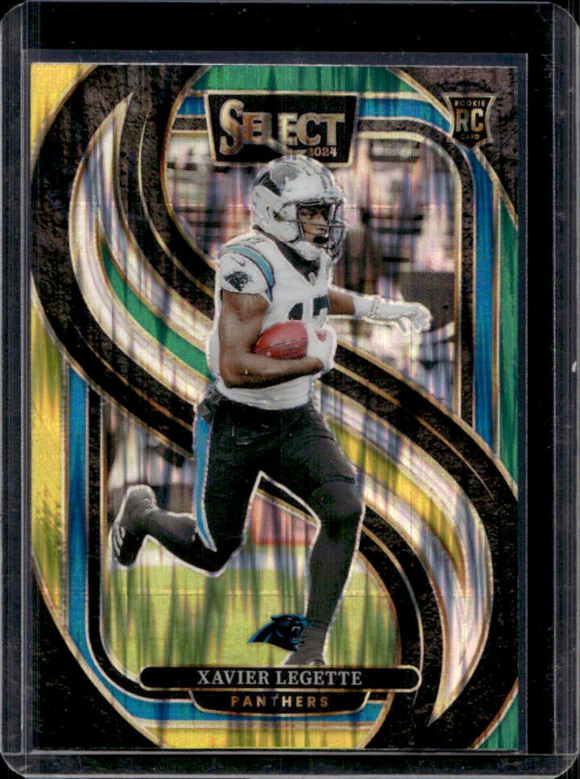 2024 Select Xavier Legette Premier RC Green and Yellow Prizm Shock #101 Panthers