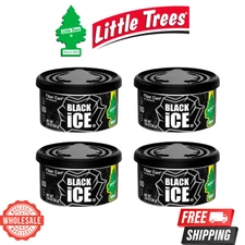 LITTLE TREES Fiber Can Air Freshener – Black Ice | 4-Pack | Long-Lasting Scent