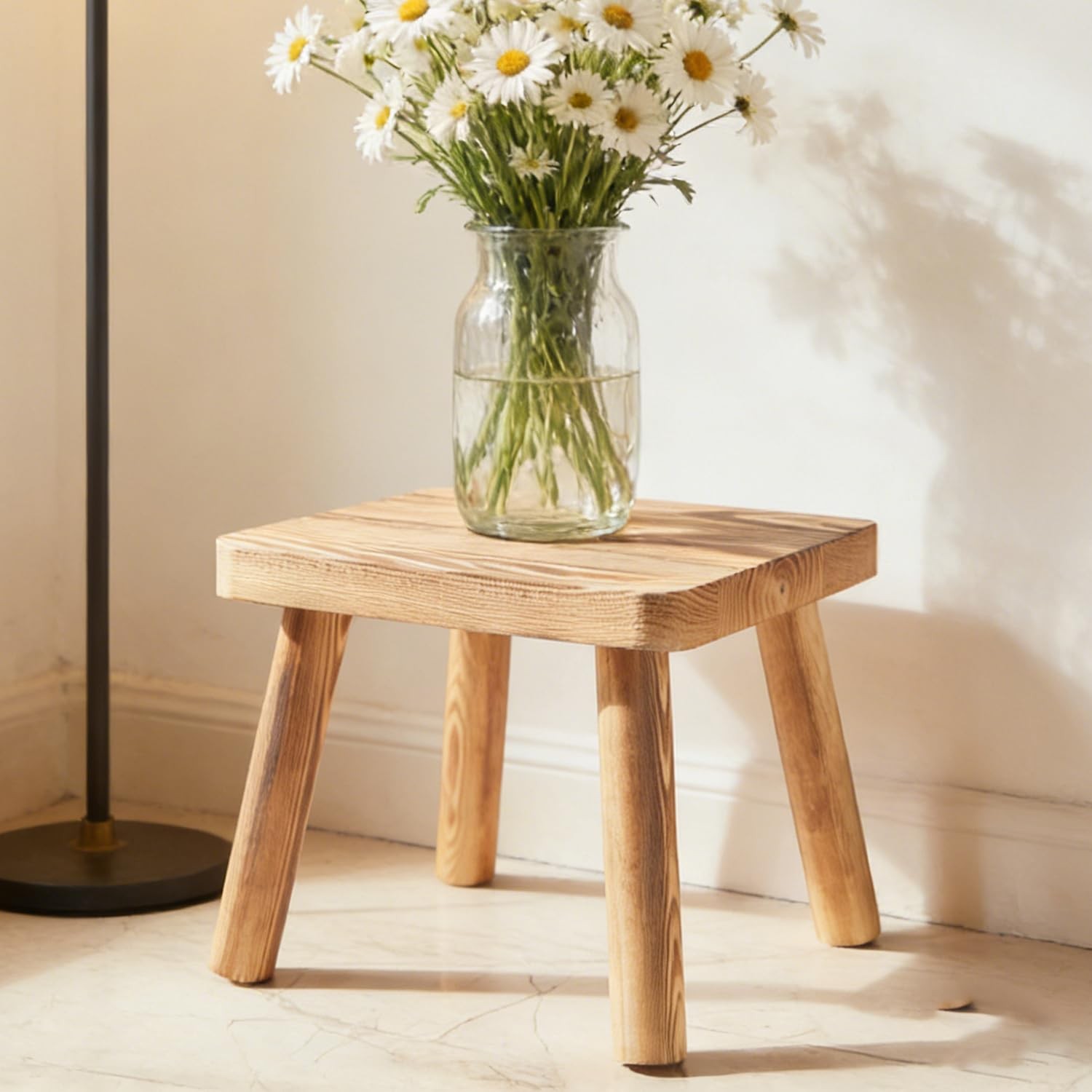JETAINE Small Wooden Stool, Milking Stools, Plant Stand, Indoor Step Stool S