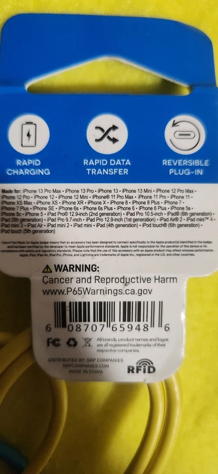 2 - Smart Accessories Apple Lightning USB-C Cable yellow and blue new with tag - Image 3 of 3