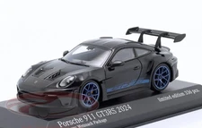 New Porsche 911 (992) GT3 RS Weissach package 2024 black / blue rims 1:43 Minich