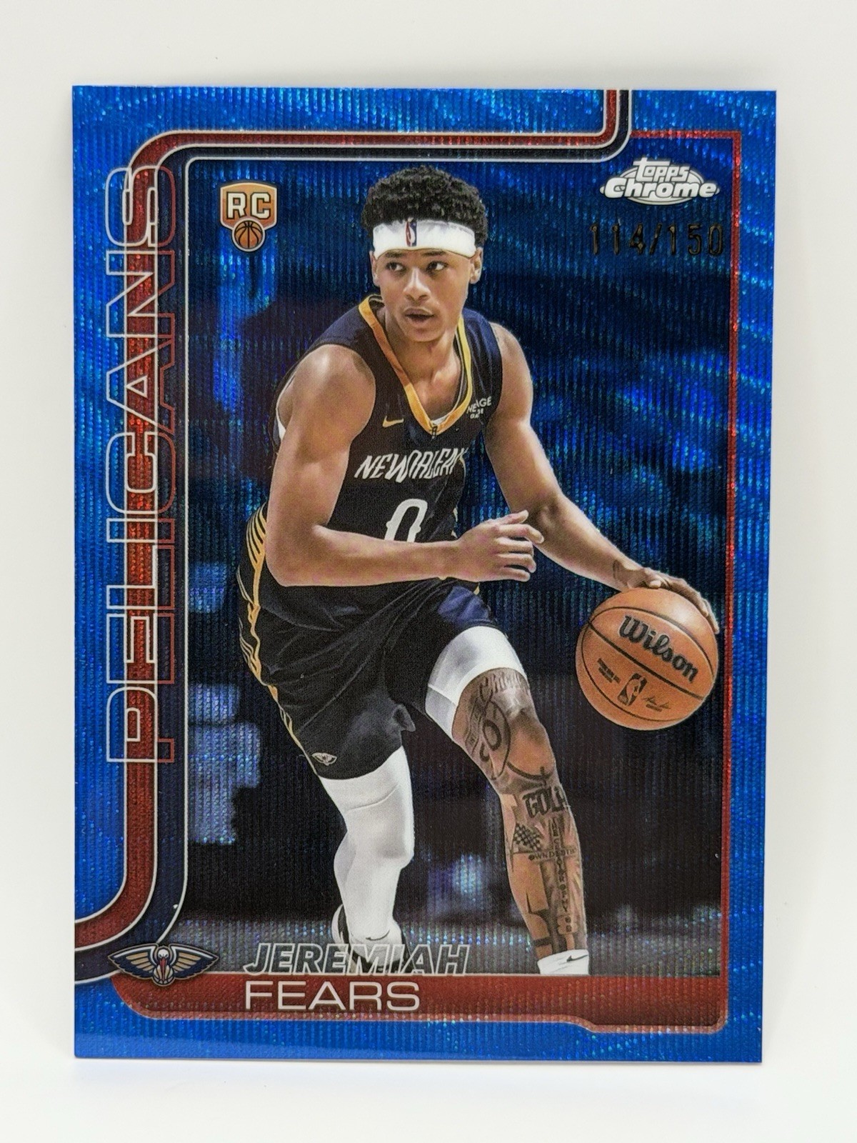2025-26 Topps Chrome - Jeremiah Fears #257 Blue Wave Refractor /150 (RC)