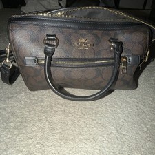 Coach Signature C Monogram Brown/Black Satchel Top Handle Detachable Strap