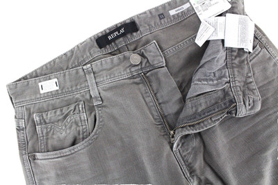 REPLAY Anbass Herren Jeans W31/L36 Grau Washed Cotton Slim Fit 5-Pocket Stretch *