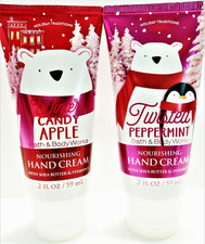Bath Body Works WINTER CANDY APPLE TWISTED PEPPERMINT Hand Cream 2 oz, NEW x 2