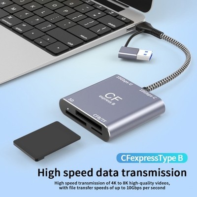 CFE Type B Card Reader USB 3.2 Gen 2 10Gbps USB & USB C Port Data Transfer
