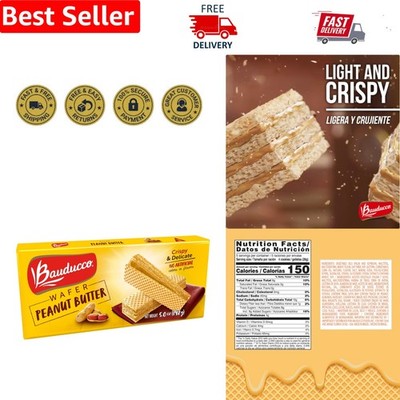 Crispy Bauducco Peanut Butter Wafer Cookies - 5oz Pack, No Artificial Flavors