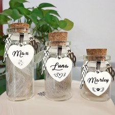 Personalised Pet Fur Keepsake Ashes Glass Bottle Box Dog Cat Pet Memorial Gift