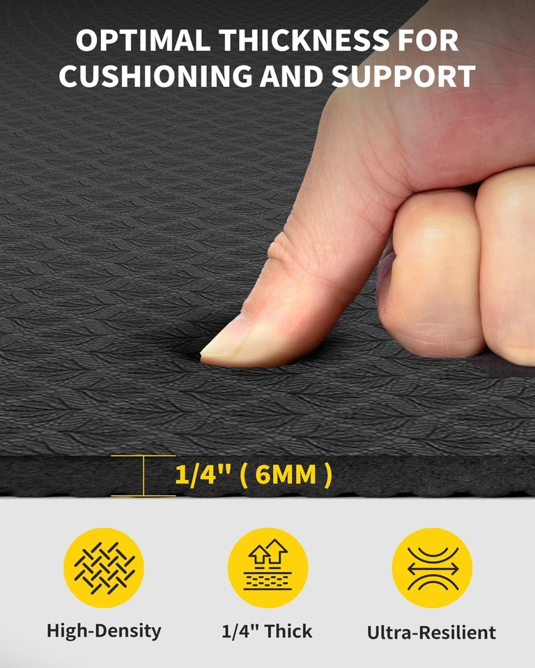 Estera de yoga grande (6'x 4'), esterilla de entrenamiento extra ancha para hombres y mujeres, 1/3 y 1/4 T... Foto 3 de 4