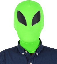 Aniler Unisex Full Cover Spandex Mask Halloween One Size, Lime Green Alien