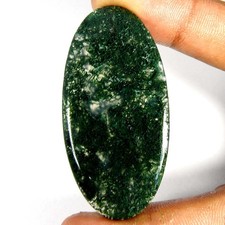 57.45Cts100 Natural Green Moss Agate Oval Cabochon Loose Gemstone