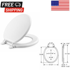 Round Enameled Wood Toilet Seat in White New