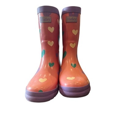 Hatley Kids Girl's Hearts Print Rubber Rain Boots, Size 11