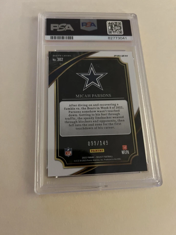 2022 Panini Select Suite Level Micah Parsons #302 Tri-Color Prizm /149 PSA 10 - Image 2 of 2