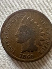 1869 Indian Head Cent — Shallow N Variety — Better Date — Philadelphia