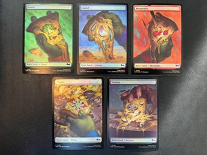 MTG- Teenage Mutant Ninja Turtles Set of All 5 Pizza Lands - Full Art FOIL