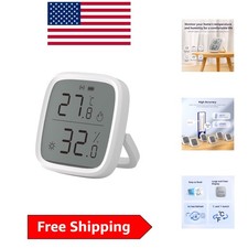 Smart Home LCD Thermometer Hygrometer - Accurate Zigbee Sensor with App Alerts