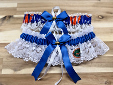 University of Florida Gators White and Royal Blue Wedding garter SET.