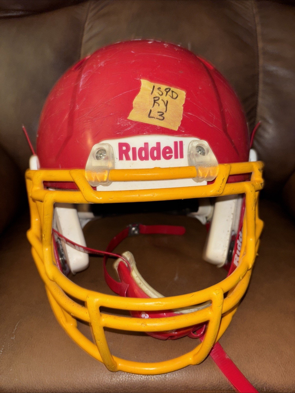 Riddell Speed Large Football Helmet (Red W/ Yellow Face Mask