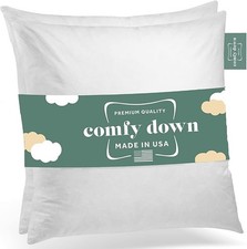 ComfyDown Set of Two20X20 Decorative Throw Pillow Insert, Down and Feathers Fill