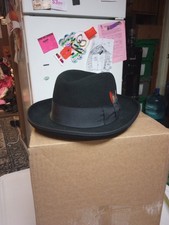 Designer Collection Black Rolled Edge Fedora Hat Size Medium 100 Wool
