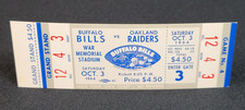 1964 Buffalo Bills vs Oakland Raiders AFL Football Game Full Ticket - 10/3/64
