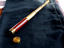 Vintage Telescoping Monocular Spyglass Brass and Wood: 17" x 6" x 1"