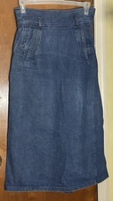 Crazy Horse Denim Skirt Vintage Size 12 Back Button Slit Y2K