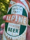 VTG  Flat Top Steel Beer Can 12oz ALPINE  1950s Green Red Stripe Chicago USA! — photo 7