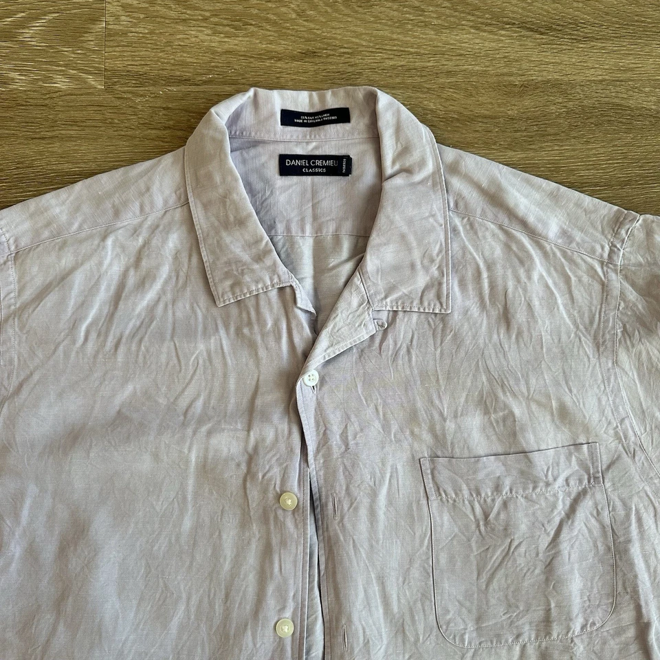Daniel Cremieux Silk Linen Short Sleeve Button Shirt Light Pink Mens XL - Image 2 of 4