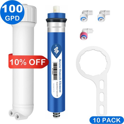 #ad 10 Pack 100 GPD Reverse Osmosis RO Membrane Water Filter Housing Replacement Set $219.77