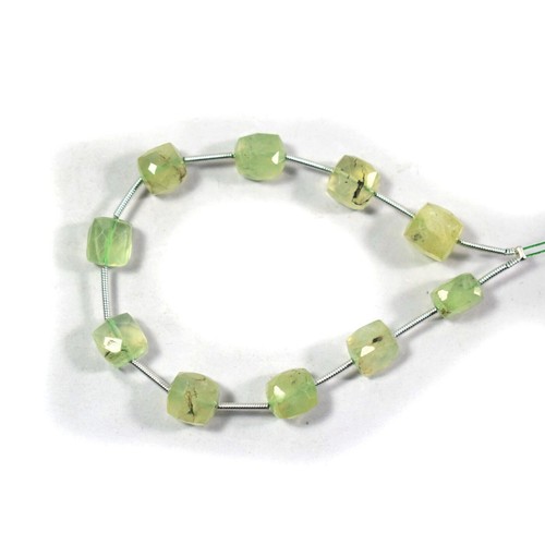 Earth Mined Green Prehnite Faceted Cube Box Shape Gemstone 6" Craft Making Beads - Picture 4 of 9