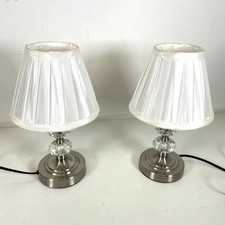 DAR Haz4046 Hazel Touch Table Lamps x 2 Satin Chrome Crystal with Shades
