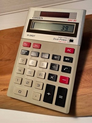 CITIZEN SDC-30 dual power calculator solar vintage #688b33