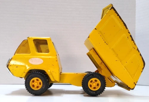 Vintage 70's Pressed Steel Tonka Dump Truck Yellow 8.5" Long