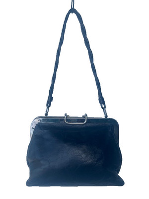 Vtg Ruth Saltz Black Leather Shoulder Bag