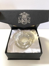 Image of OLEG CASSINI Signed Faceted Crystal Votive Candle Holder Clear Heart Shaped VTG