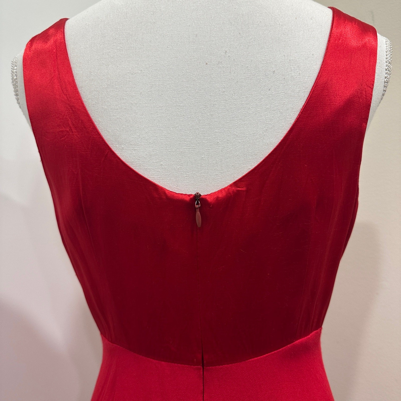 VTG CDC Caren Desirée Company Red Satin Mini Slip Dress Tie Waist Small Coquette