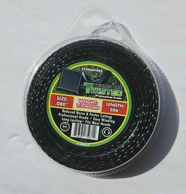 .080 Twisted spiral trimmer line  206' 1/2 lb low noise black pro line donut