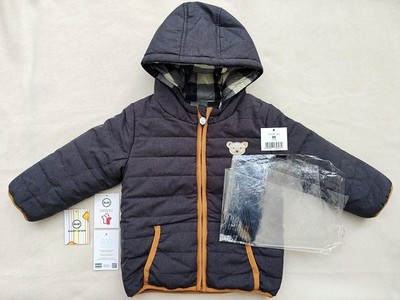 Steiff Wendejacke Jacke Gr.86 Grau Winter Wasserabweisend Winterjacke Kariert