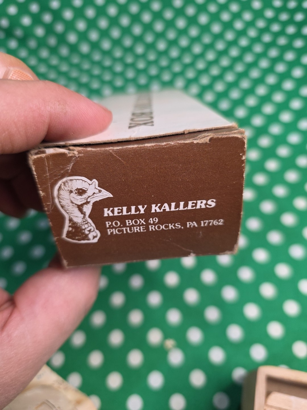VINTAGE KELLY KALLERS PUSH BUTTON BOX PUSH PULL TURKEY CALL KELLY COOPER CALLER