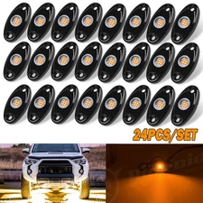 24X Amber LED Rock Lights Underbody Trail Rig Glow Lamp Offroad SUV Pickup Truck