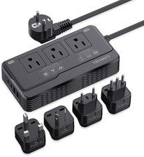 Black 7 in 1 Voltage Converter US to Europe 220V to 110V 2000W