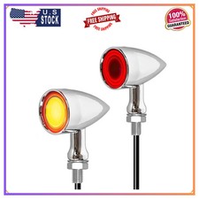 2PCS Chrome Bullet LED Motorcycle Turn Signal Indicators Tail Lights Universal