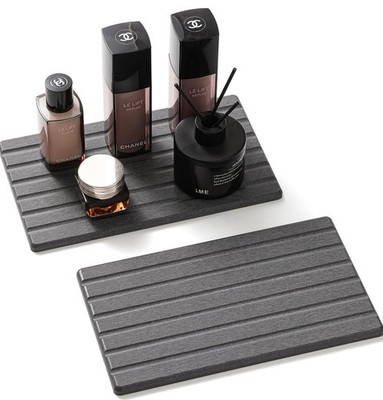 2PCS Water Absorbing Stone Drying Tray Mat for Bathroom Sink & Kitchen Counte...