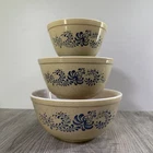 Vintage PYREX HOMESTEAD Nesting Mixing Bowls Set of 3 Tan Blue 401 402 403