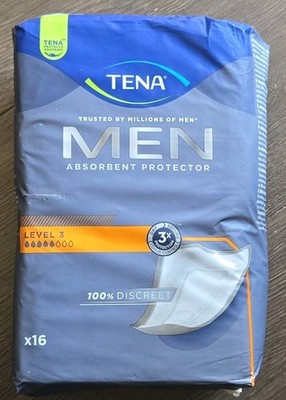 Tena Men Absorbent Protector Level 3 Dry Secure Odour Control New 16 Count